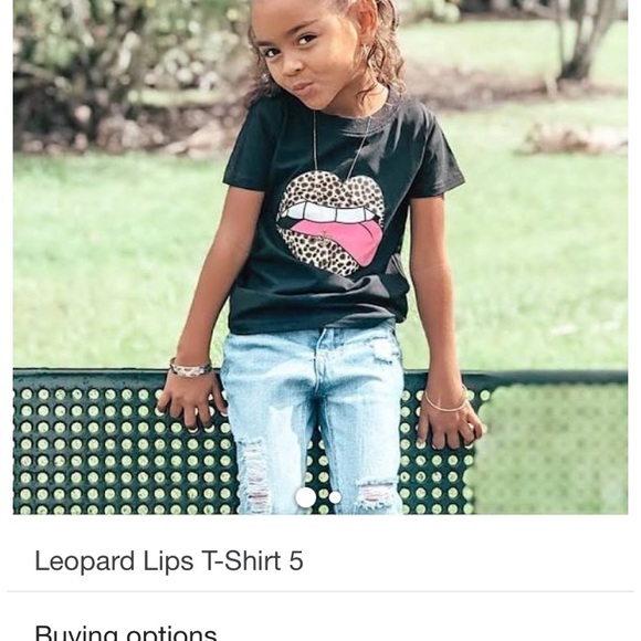 minioukei Shirts & Tops Leopard Print Lips Little Girls Black Tee
